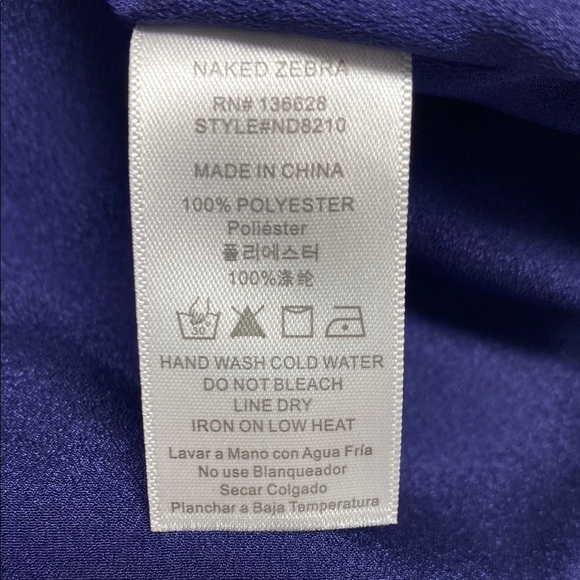 Naked Zebra Dress Mini Spaghetti Straps Deep V Front and Back Royal Blue Small - Picture 3 of 10